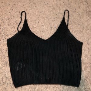 Simple Ribbed Black Tank Top/Crop Top